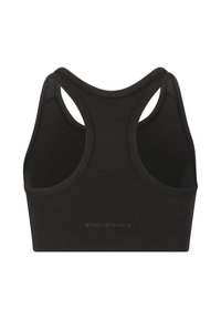 Mustat urheilusäärkyjä, joissa on urheilu selkädesign, sileä pinta ja brändin nimi "ENDURANCE" painettuna alaosaan.