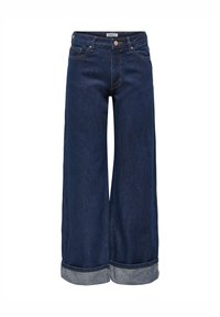 WITH ONLELLA MEDIUM WAIST - Wide Leg - dark blue denim
