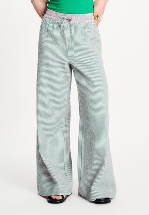 POM Amsterdam, PANTS - SEERSUCKER GREEN PINK - Broek - multi colour