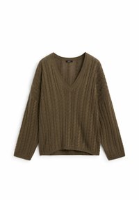 CABLE V-NECK - Jumper - brown