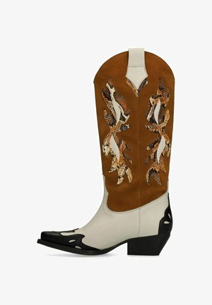 MIT STICKEREI - Cowboy-/Bikerlaarzen - cognac