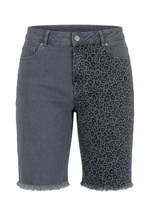 Angel of Style, DENIM SHORTS, WIDE LEG, LEOPARD PRINT, 5 POCKETS - Shorts - grey denim