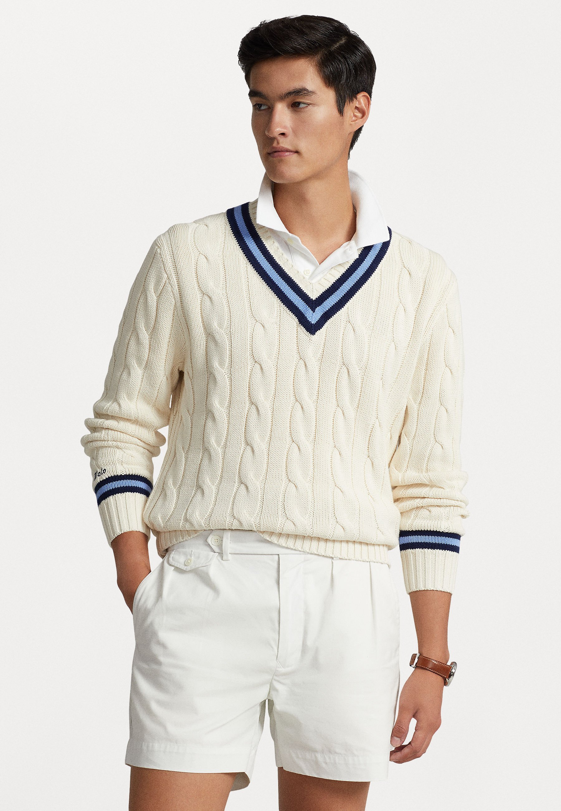 Polo Ralph Lauren THE ICONIC CRICKET JUMPER - Jumper - cream/navy 