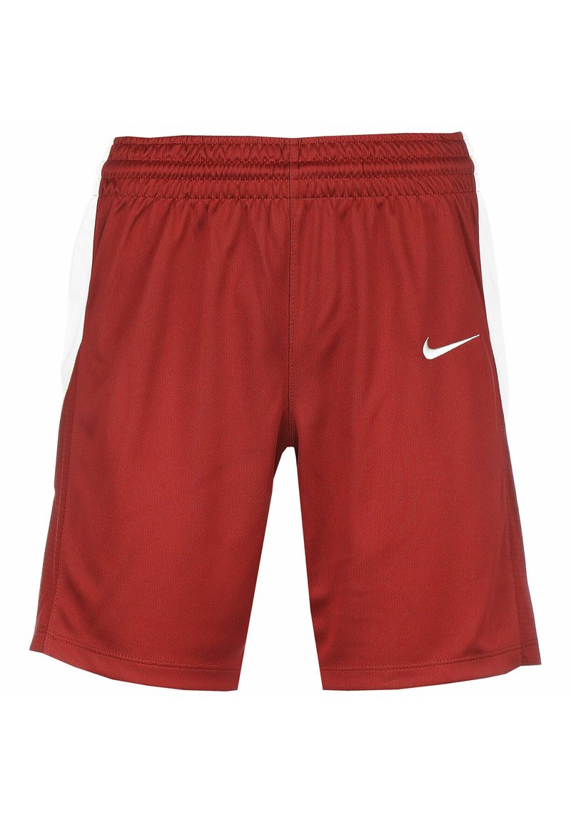 Pantaloni sportivi rossi realizzati in materiale leggero, con dettagli laterali bianchi e un piccolo logo Nike bianco sul davanti. Dotati di vita elastica.