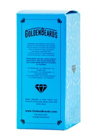 Türkisfarbige Verpackungsbox mit einem Diamantgrafik; Zutatenliste auf einer Seite; mehrsprachige Gebrauchsanweisung auf der Rückseite. Glatte Textur.