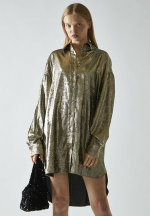 HI LOW - Blusenkleid - black/gold metallic