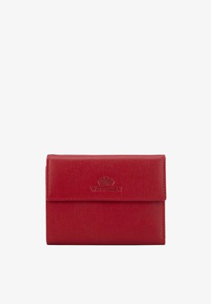 Red textured leather wallet with flap closure and embossed Wittchen logo centered on the front.
