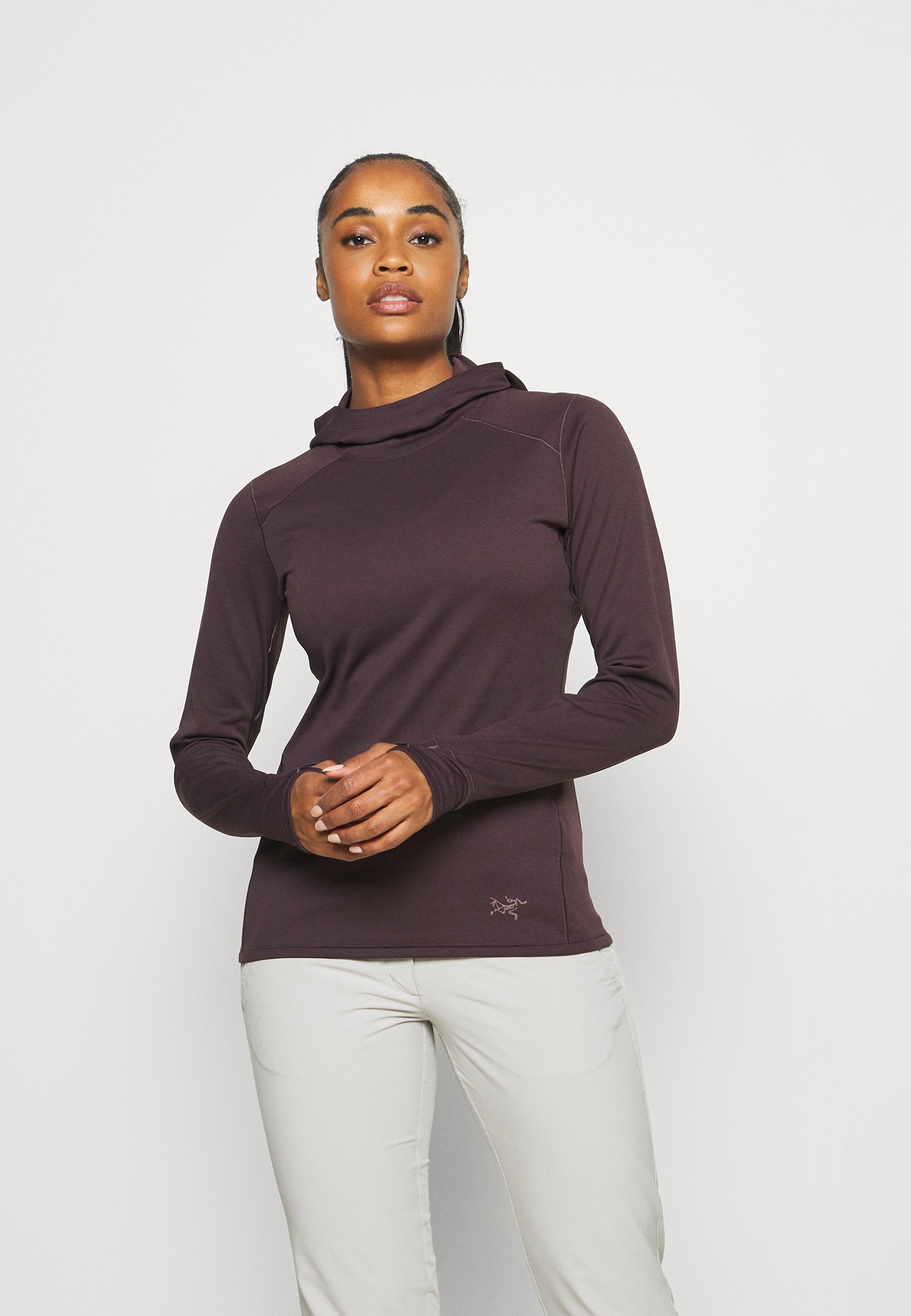 Arc'teryx MOTUS HOODY WOMENS - Long sleeved top - figment heather/dark  brown - Zalando.co.uk