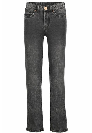 Zwarte jeans in een rechte pasvorm met een vervaagde textuur, vijf-pocket ontwerp en knoopsluiting in de taille. Subtiele stiksel details.