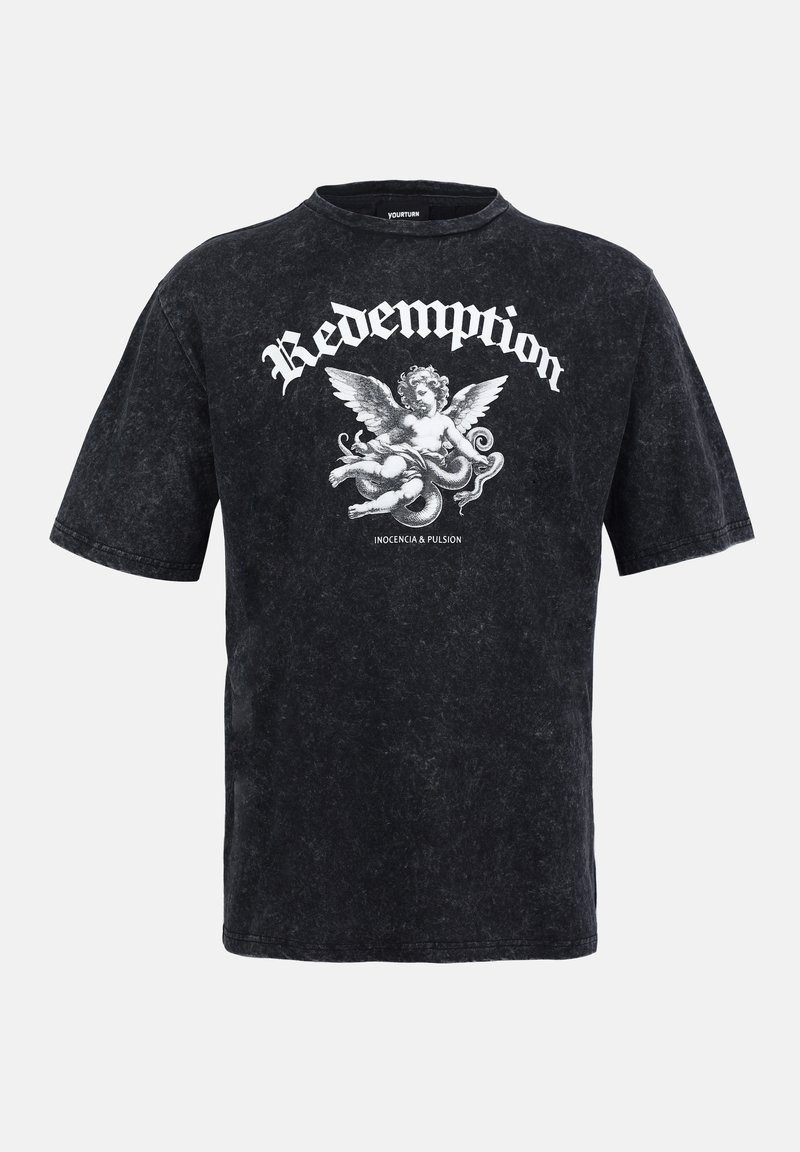 YOURTURN T-shirt print donkergrijs YOURTURN T-shirt print donkergrijs