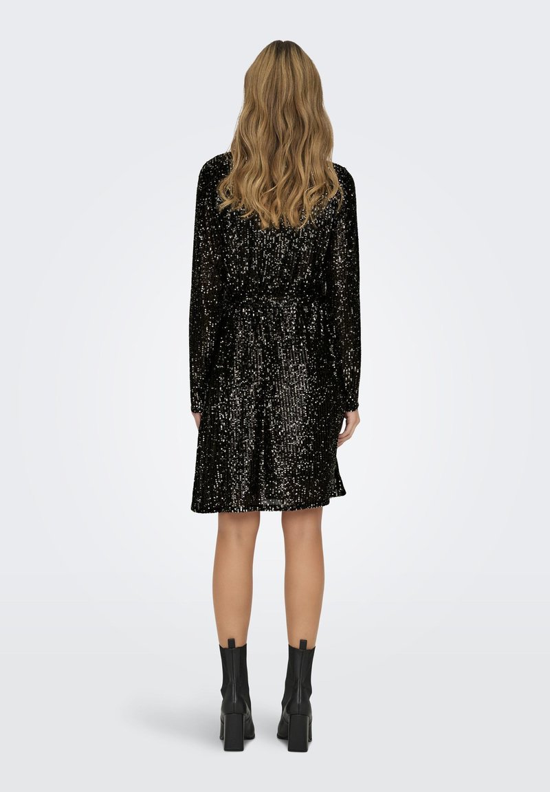 green emerald velvet dress Betsy & Adam Plus Size Sequined Long-Sleeve Sheath Gown - Black/Gold