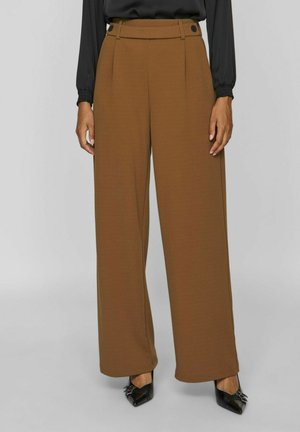 MIT WEITEM BEIN HIGH WAIST - Pantalon classique - toffee