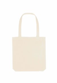 Borsa tote in tela, colore crema, forma rettangolare, due tracolle, superficie liscia, senza motivi o accenti visibili.