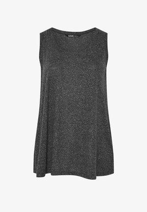 Donkergrijze mouwloze tanktop met losse pasvorm en ronde hals, gemaakt van zacht gestructureerde stof.