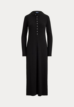 Polo Ralph Lauren, WOOL-BLEND RIB-KNIT HENLEY DRESS - Трикотажна рокля - black