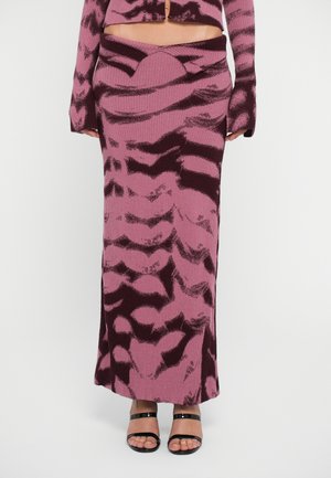 REVERSIBLE TIGERS EYE SKIRT - Fustă maxi - pink/bordeaux