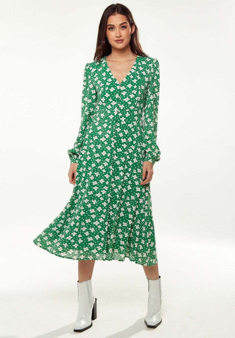 Liquorish FLORAL HEART PRINT - Day dress - green