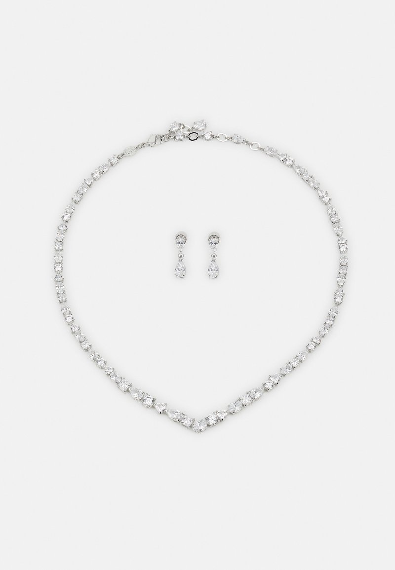 Avalaya Collana Girocollo Flessibile In Cristalli Trasparenti - Placcatura Rodio, 39 Cm, Elegante Per Sposa E Damigelle