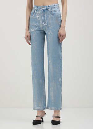 EFFETTO SPALMATO - Jeans a sigaretta - blu