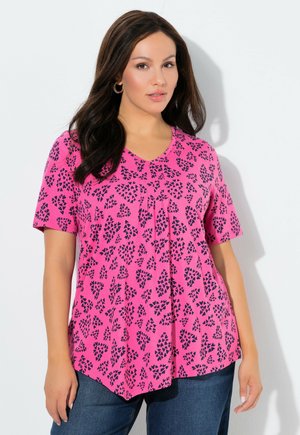 DOT HEART POINTED HEM TEE - T-Shirt print - pink