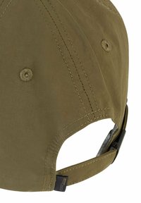 Khaki baseballcap met een gladde stofstructuur, versterkte stiksels, ventilatiegaatjes en een verstelbare sluiting.