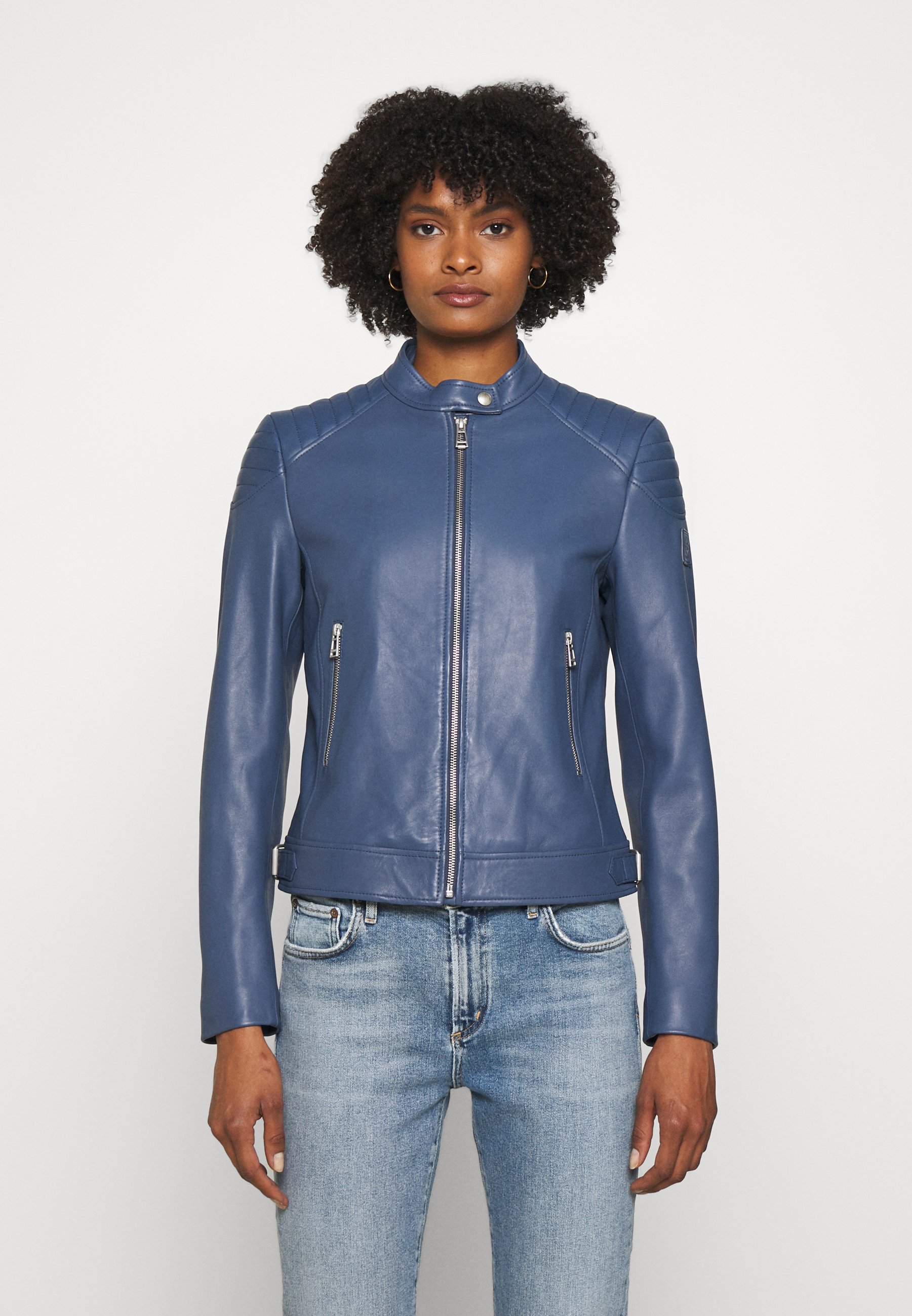 belstaff blue leather jacket