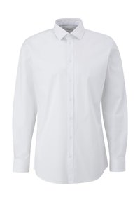 Camicia bianca a maniche lunghe con bottoni, realizzata in cotone. Presenta un colletto classico, bottoni frontali e un orlo dritto senza motivi o decorazioni.
