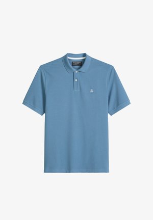 Marc O'Polo, SHORT SLEEVE BUTTON PLACKET SLITS AT HEM EMBROIDERY ON CHEST - Poloshirt - provincial blue