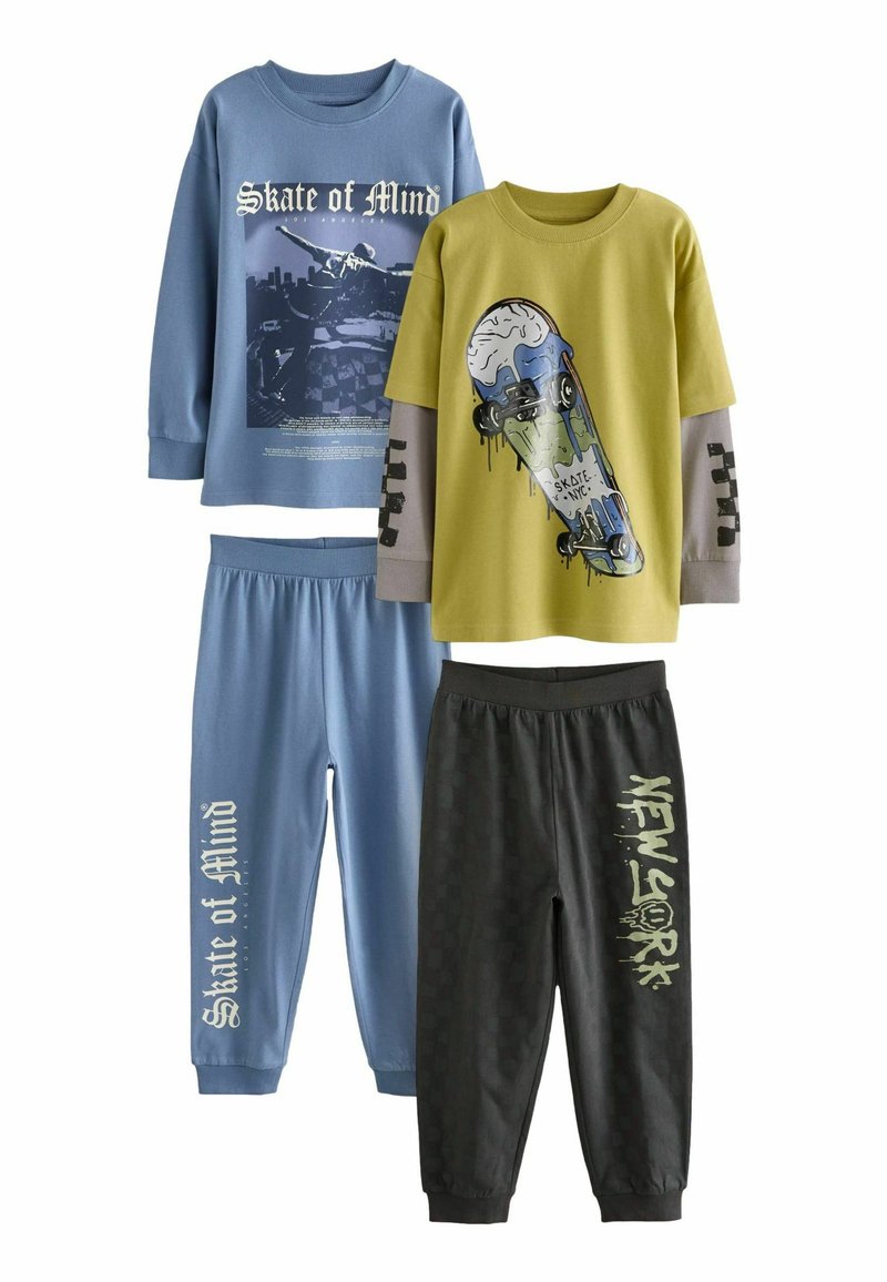 Next LONG SLEEVE 2 PACK - REGULAR FIT SET - Pidžaamakomplekt - citrine yellow purple checkerboard