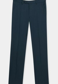 Navy dress pants van soepel stof; heeft een recht model, twee zijzakken en een enkele knoopsluiting.