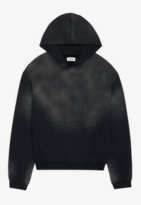 Hoodie noir avec un effet dégradé, dotée d'une poche frontale, d'une capuche avec cordon de serrage ajustable et de manches et ourlet côtelés. Texture en tissu doux.