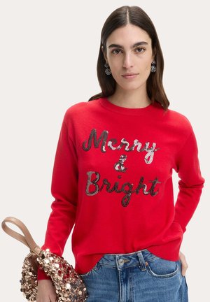 AIR-SEQUIN SLOGAN CREW NECK - Pullover - rouge