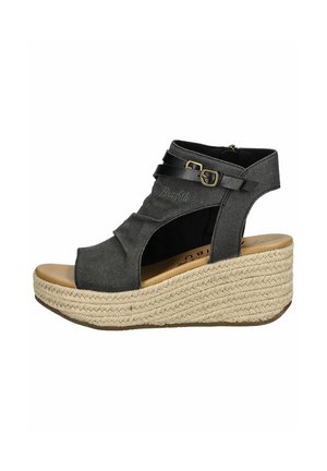 Wedge sandals - washed black