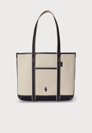 COTTON CANVAS SMALL SHOPPER TOTE - Käekott - ecru/navy