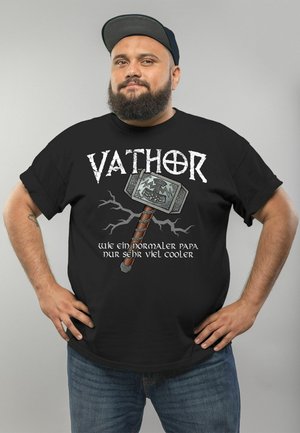 COOLER PAPA VATHOR FUN SPRUCH LUSTIG THOR P - Print T-shirt - schwarz