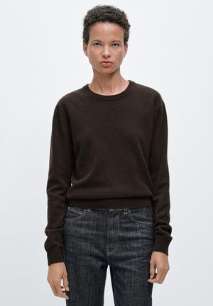 Massimo Dutti CREW NECK SWEATER - Striktrøje - mottled dark brown