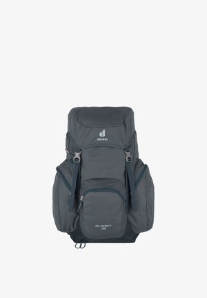 Mochila de senderismo Deuter Gröden 32 de color gris oscuro con múltiples compartimentos con cremallera y correas ajustables.