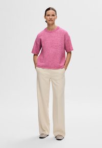 Selected Femme SLFMALINE LILIANA O NECK - T-shirt print - phlox pink