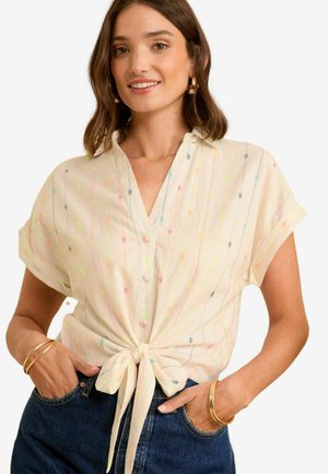 EMBROIDERED SHORT SLEEVE REGULAR FIT - Cămașă - ivory white embroidered
