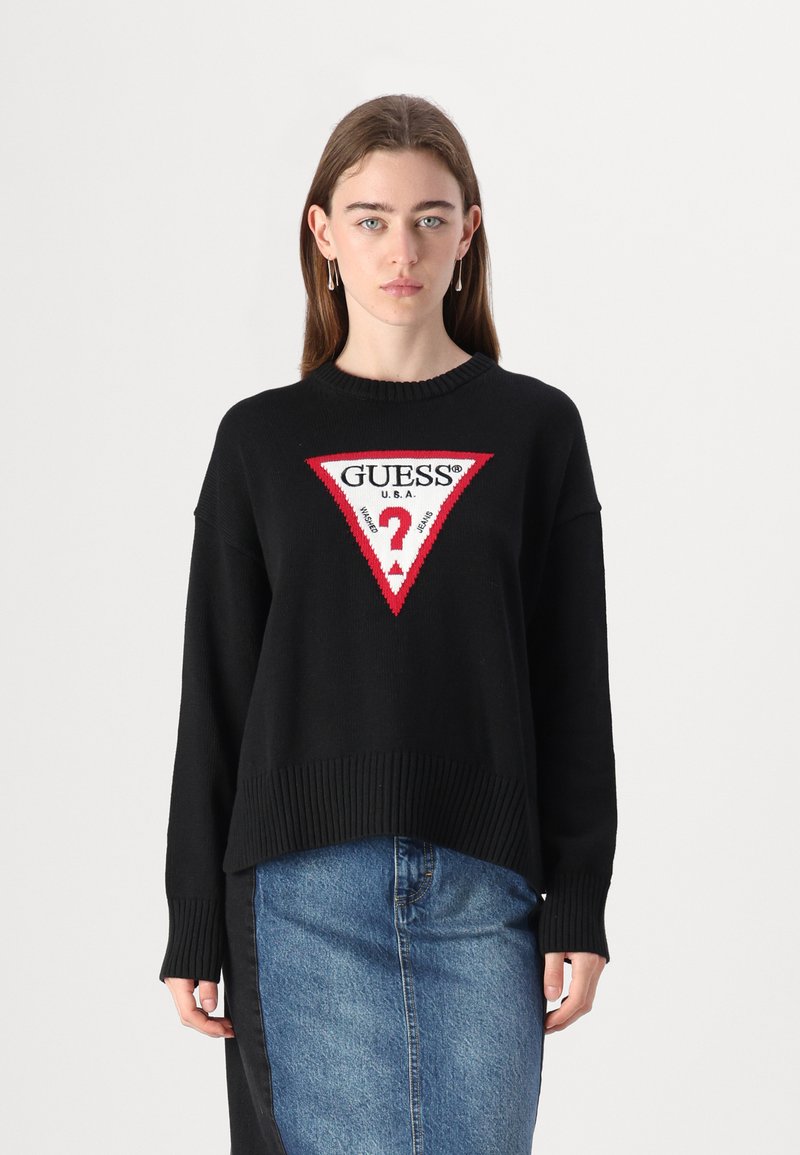 Guess Jeans BIG TRIANGL - Maglione - jet black