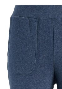 Donkerblauwe trainingsbroek van zacht, textuurmateriaal, met een brede tailleband en twee zijzakken met een eenvoudige gestikte ontwerp.