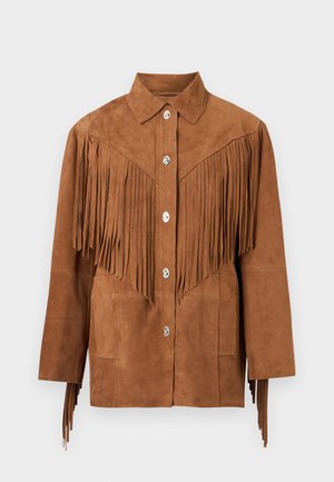 ESTEE FRINGE JACKET - Lederjacke - brown