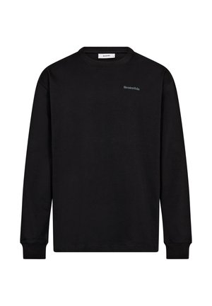 Sort langærmet crewneck-sweatshirt med lille "ResterKids"-logo på venstre bryst og ribkant ved ærmerne.