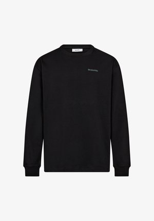 Black long-sleeve crewneck sweatshirt with small "ResterKids" logo on the left chest and ribbed cuffs.