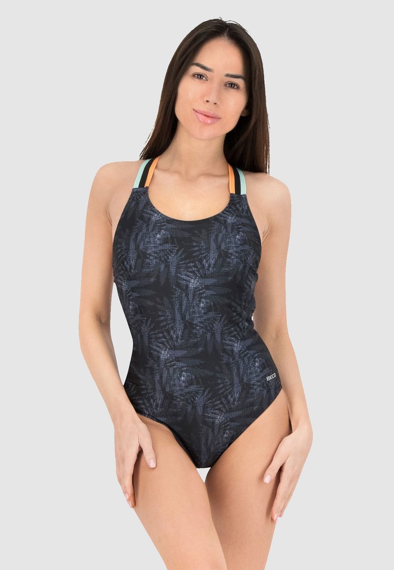 BECO the world of aquasports - BEACTIVE NIGHT JUNGLE STRAPPY CLASSIC  - Swimsuit - schwarz-bunt, Enlarge