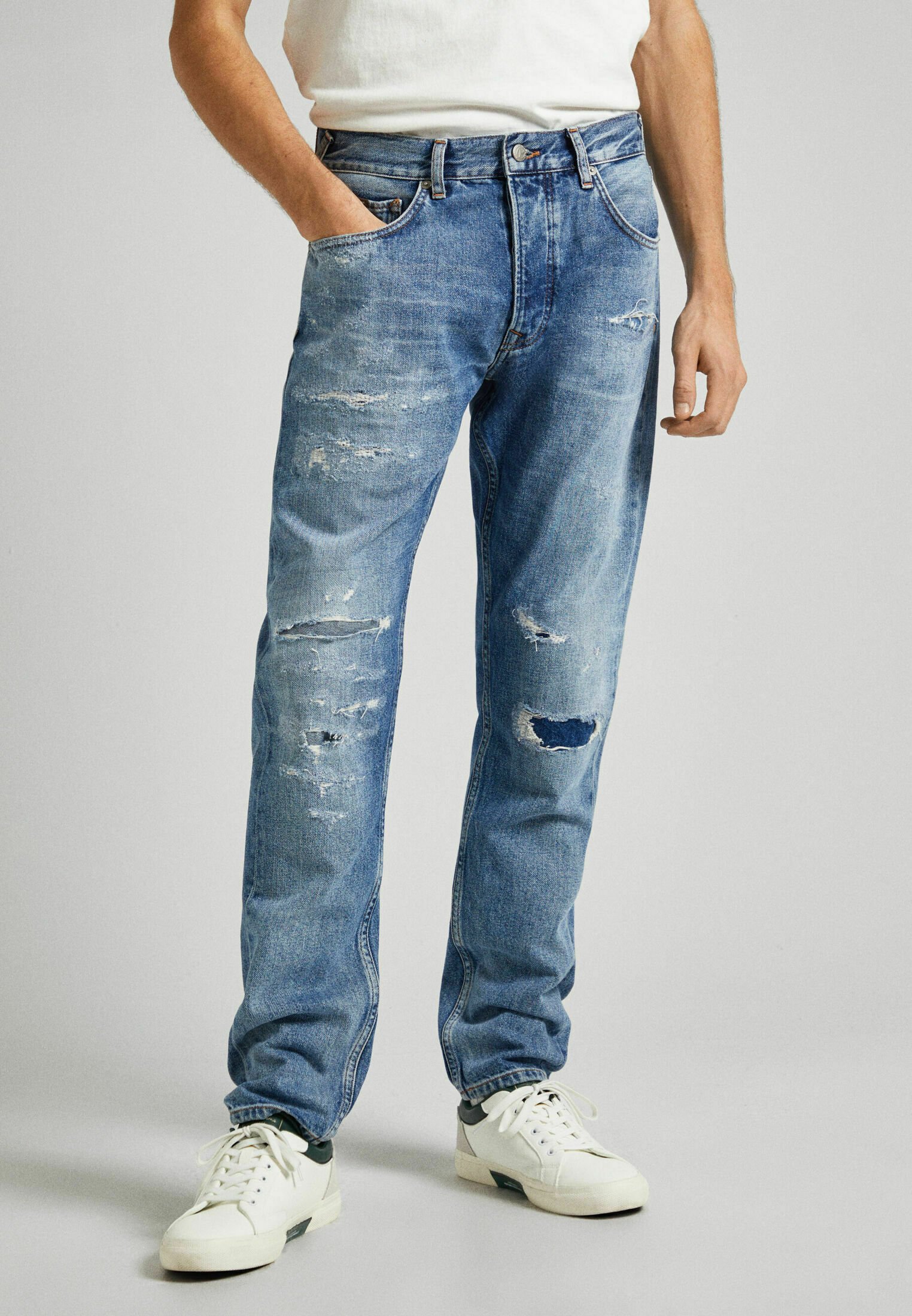 Jeans Dritti Uomo Pepe Jeans - Cotone Stretch Comfort, Vestibilità Rilassata, Vita Media