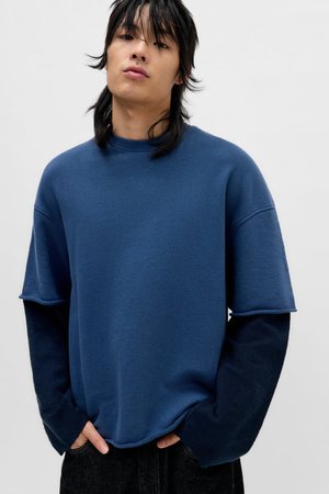 DOUBLE LAYER - Μπλούζα με μακριά μανίκια - navy