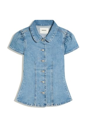 Bershka, SHORT-SLEEVE DENIM BALLOON - TOP - Chemisier - light blue