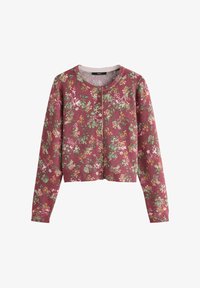 Unselected, berry red floral print