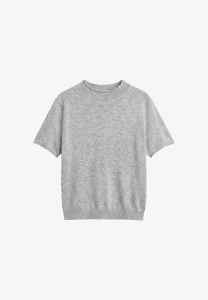 PULL&BEAR, FITTED SHORT SLEEVE ROUND NECK FINE-KNIT - JUMPER - T-shirt basique - grey